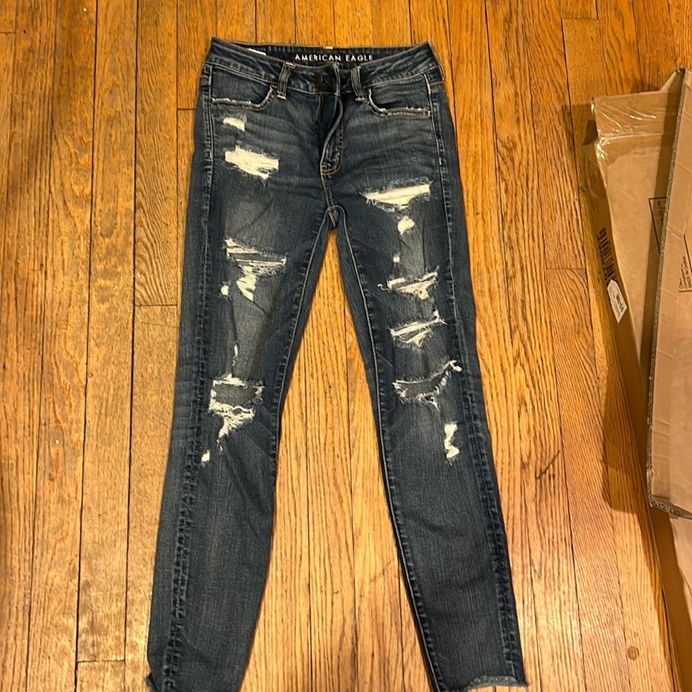 American Eagle super stretch distressed denim